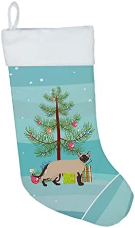 Caroline's byires CK4729CS Tonkinese Merry Božićne božićne čarape, kamin Viseće čarape Božićna