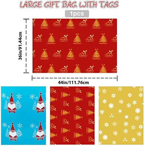 3pcs Extra Velike božićne torbe 44 x36 s poklon oznakama i zavojima za velike prezentacije gigantske jumbo veličine