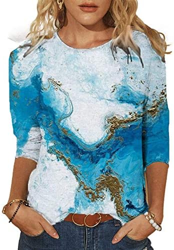 Ženska ugrađena majica s dugim rukavima modni proljetni ispisani s rukavima na rukavu na vratu CREW-CALES-TEE