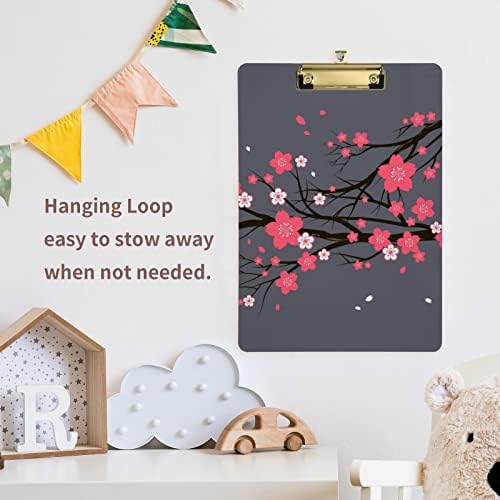 Cherry tree Flowers Plastic Clipboards with Metal Clip Letter Size Clipboard Low Profile Clip