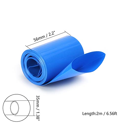 1pcs 56mm ravna širina 2m Dužina PVC toplota Shrinch Wrap Tube DIY baterija Plava za AAA baterije Pakov