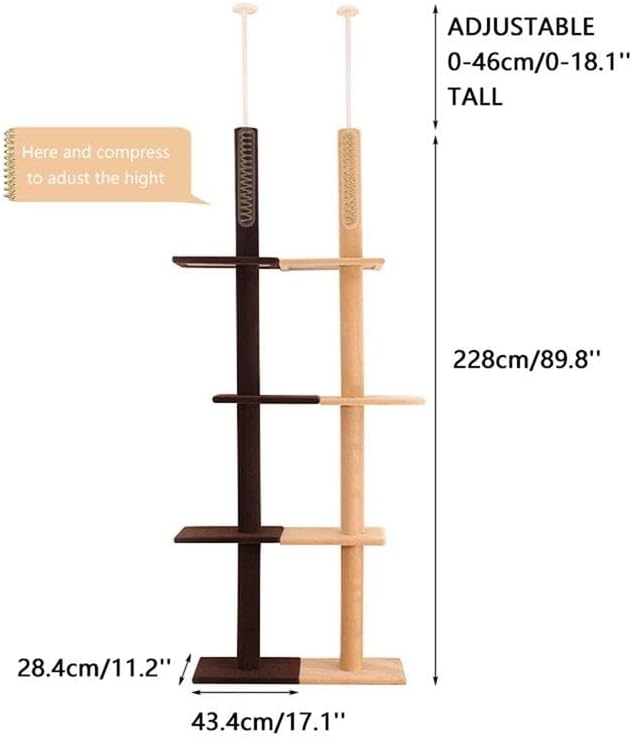 WYFDP podesivi 228~274cm okvir za penjanje za mačke luksuzni namještaj od punog drveta Jumping Tree Top Tianli