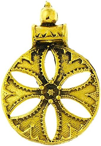 Mesing privjesak okrugli bademi cvijet spikes antique zlatni lanac Tribal nikla nakit mesing