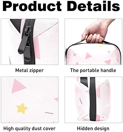 Vodootporne kozmetičke torbe, Putne kozmetičke torbe Geometric Triangle Star Pink Yellow, multifunkcionalne prenosive torbe za šminkanje, kozmetička torba za odlaganje žena