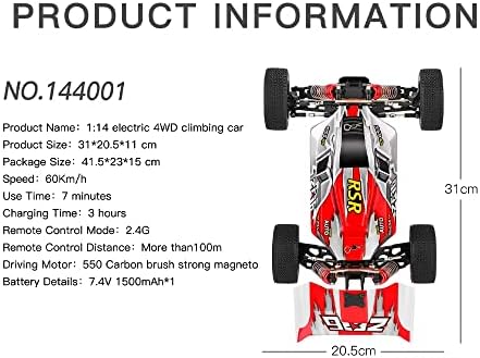 AUTO CAGOYS RC CAR 144001, nadograđena 3000mAh baterija * 3,60km / h Brzi brzina 1/14 2.4ghz RC Buggy 4WD Racing