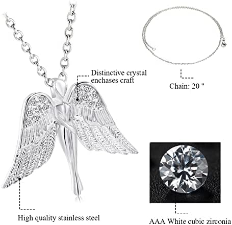 Ogrlica od plamra urn, anđeoska krila Memorijalni kremacija pepeo urnu privjesak ogrlica vodootporna