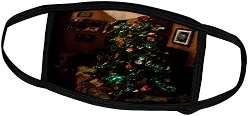 3drose Jos Fauxtographee Božić-božićno drvo sa poklonima umotanim ispod njega i ogledalom i crnim pločicama urađenim