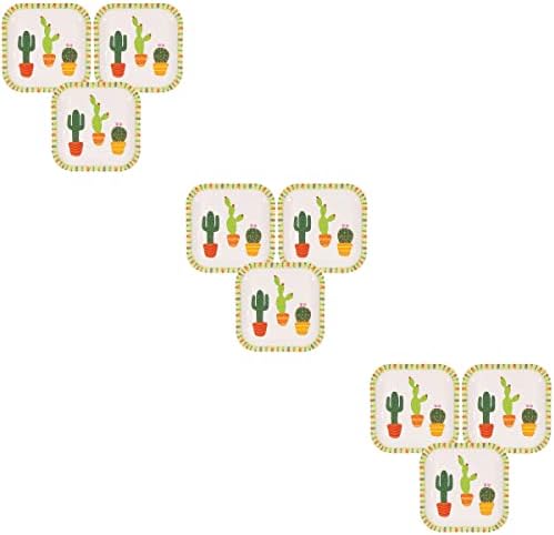 Sosoport 30pcs 9-inčni papirni ploče za platnu pribor za večeru isporučuje kaktus uzorak za zabavu