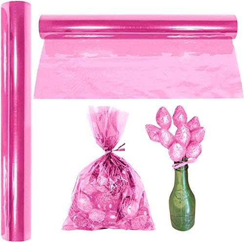 PMU Conlofane Sparkle Wrap Roll 30 in. X 100 ft. Pink za zanat, poklone i korpu PKG / 1