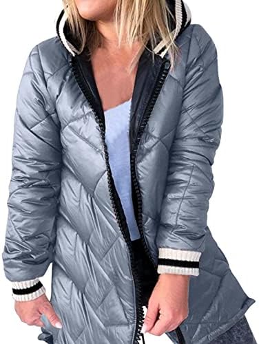 Ženski zimski kaput dugih rukava dugačak kapuljač za toplim kaputima s džepovima prekrivena vanjska