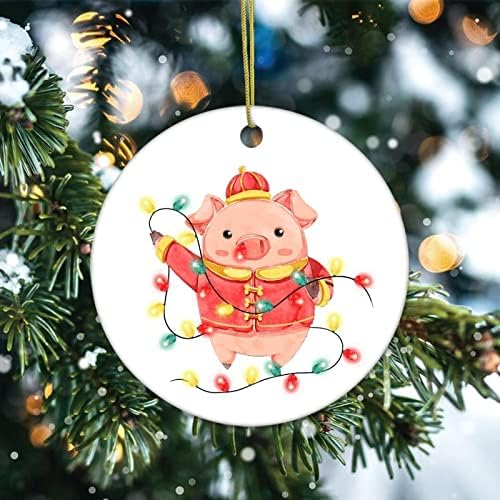 Cheyan životinje i svjetla svinja Božić Ornament, božićno drvo ukras za Božić Home Decor Porculanski