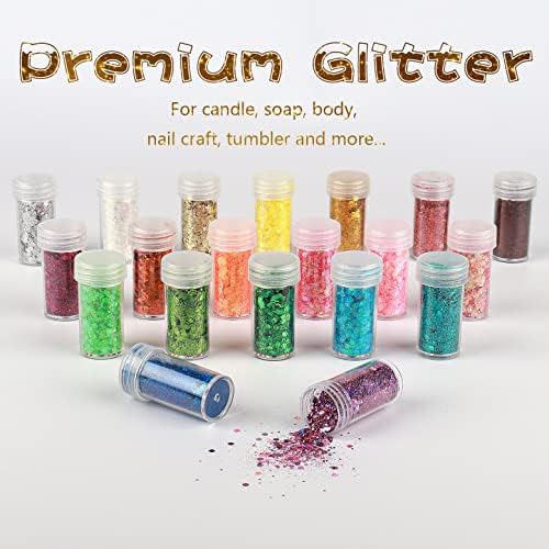 Glitter šminka 20 paketa, Chunky i Fine Eco Festival sjaj za smole Body Face Nail, Metalik Mix Iridescent