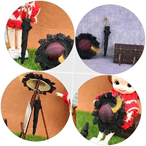 Ciieeeo 1 set Mini putnu set za putovanja Decor Decree Hat La Black Hat Minijaturne figurine Ornamenti Dečji kišobrani igračka delikatna kofer Dekor dekor dekor dekora