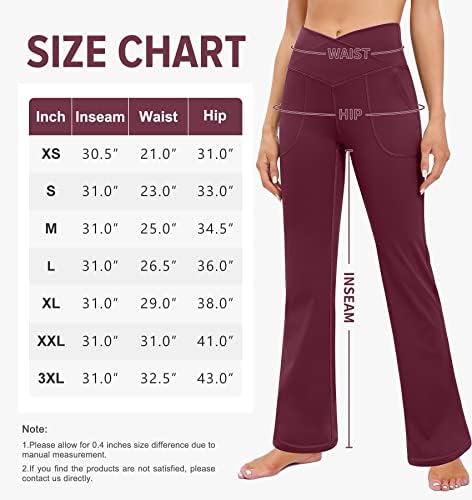 Iuga Crossover Flare gamaše visokog struka bootcut joga hlače sa džepovima za žene za kontrolu trbuha