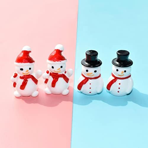 Toddmomy 10pcs Mini snjegovinski figurice Božićni snjegović sa gornjim šeširom Božićni mikro krajolični