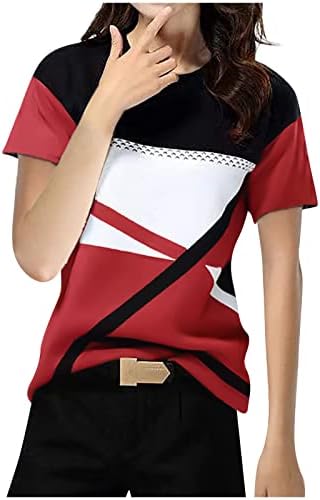 Plus veličine za žene Ljeto Trendy Crewneck kratke majice kratkih rukava Casual Slim Fit COLORBLOCK TUNIC