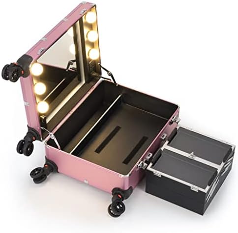 Doubao ružičasti šminkasti futrola LED lagana kozmetika Travel futrole prtljage Skladište Toolbox Beauty Lady Nail Art Twolley Torply