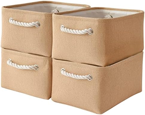 Organizacija i skladištenje za poklone - 16x12x8 inča Velike 4 pakovanja Tkanine za skladištenje kocke srušene košare za police sa ručkama, kutija za odlaganje za platnu platnu platnu