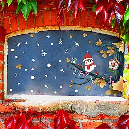 Božićna zidna naljepnica pahuljice grane Cartoon ptice uzorak dječija soba dnevna soba prozor staklo pozadina šator sistem osvetljenja