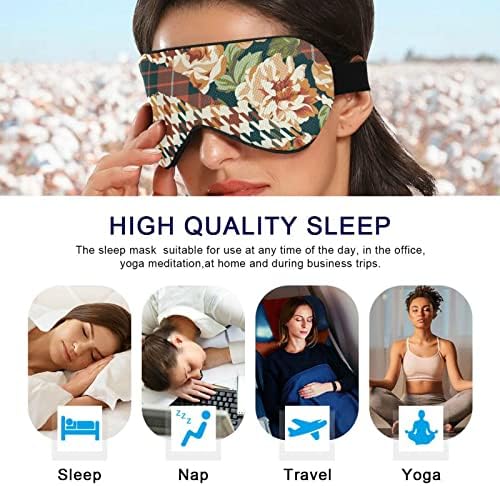 Unisex Sleep maska ​​za oči Houndstooth-tartan-ruže-plaćena noćna maska ​​za spavanje Spajanje
