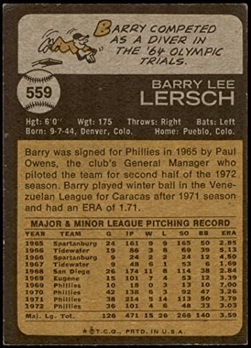 1973 TOPPS 559 Barry Lersch Philadelphia Phillies ex + Phillies