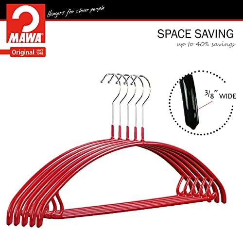 MAWA bez klizača Metalna vješalica, glatka ramena nosača sa skirk kukama, model 42-u, set od