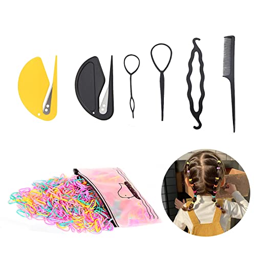 PSADKID 1000 Pc obojene trake za kosu 2 Pc gumeni odstranjivač trake za kosu 1 PC Set alata za oblikovanje prstena za kosu ženske djevojke male bezbolni alat za uklanjanje repa set za kosu