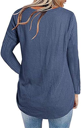 Andongnywell ženski okrugli vrat upleteni Dugi rukav Casual labave majice pleteni vrhovi bluze majice