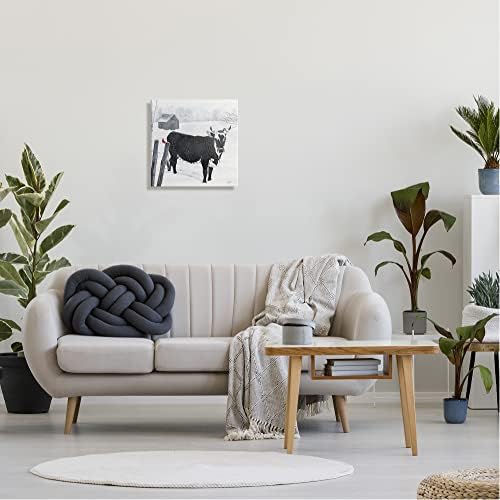 Stupell Industries Black Farm Cow Niveous Snow Covered Field Canvas Wall Art, Design By Diane Fifer