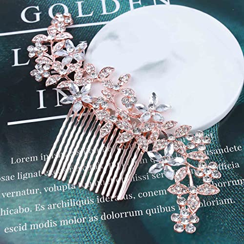 Yheakne Vintage Crystal češalj za kosu Zlatni vještački dijamant vjenčani češalj za kosu klip CZ cvijet