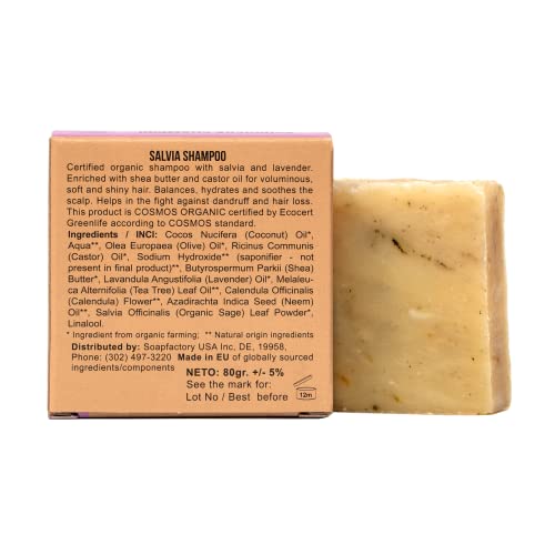 Fabrika sapuna-organski čvrsti šampon protiv peruti za masnu kosu, sapun za kosu od žalfije sa uljem