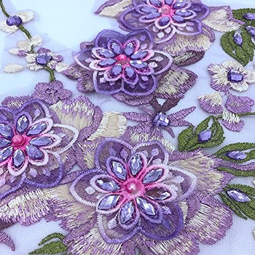 Floyinm trodimenzionalna cvjetna čipka za čipku s rukom za mrlje za obrezivanje Rhinestones za obrezivanje za haljinu