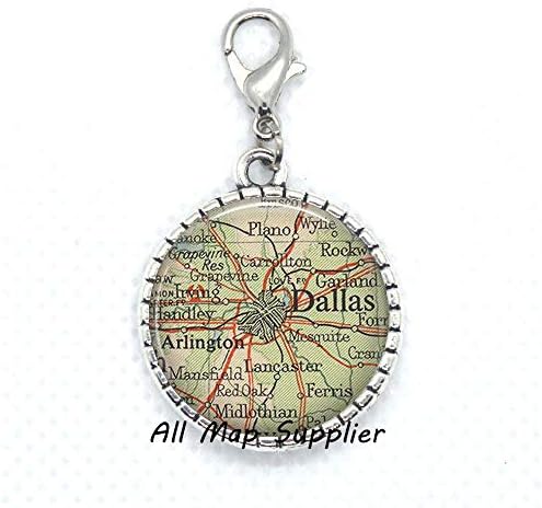 AllMapsupplier Modni patent zatvarač Povucite Dallas Karta Jastog kopča, Dallas Karta Zipper Pull,