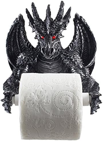 Mythict Wing Dragon Toalet papir u metalnom tragu za srednjovjekovnim i gotičkim kućnim dekorom