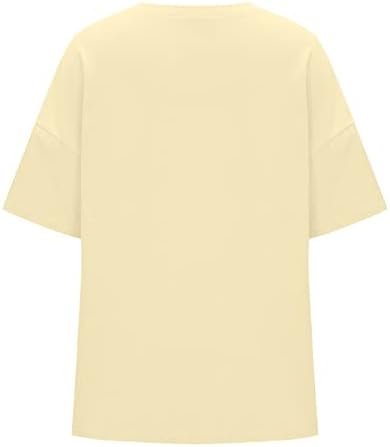 Žuti osnovni ležerni vrhovi za žene Ljeto Jesen kratki 1/2 rukavska posada zalupivanje izrez vrata izrez majica