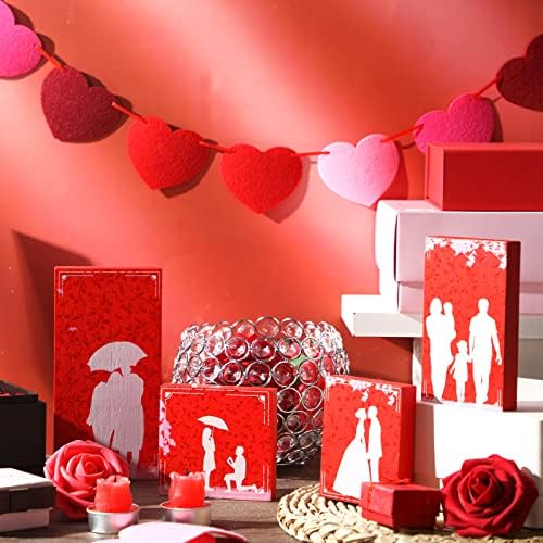 Jetec 5 komada Dekoracija zaljubljenih zaljubljenih Valentine Love Block Drvo Dekor Romantični