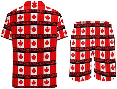 Weedkeycat Canada Maple zastave Muška plaža odijela 2 komada Havajska gumba dolje majica kratkih
