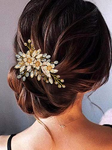 Campsis Bride hair Clips Flower Crystal vjenčanje Hair Barrettes list Floral Rhinestones Svadbeni Dodaci