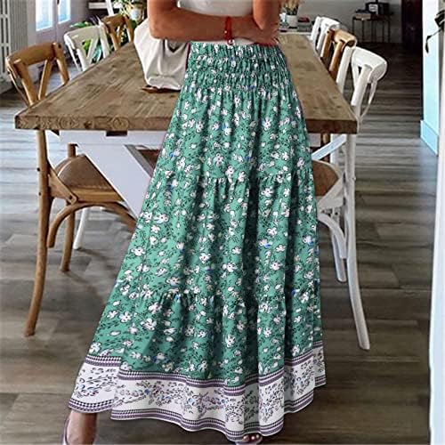 Lepršave plisirane Midi Maxi suknje za žene ljetna Casual Boho Maxi suknja jednobojne ljuljačke