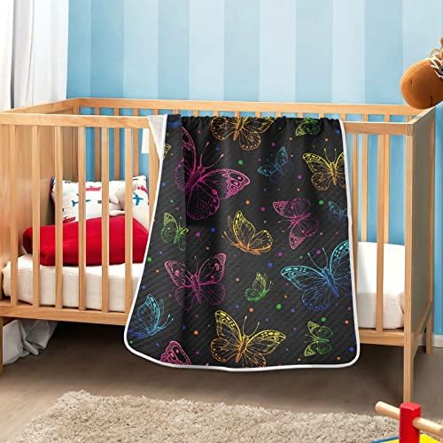 Swaddle pokrivač leptir uzorak crni pamučni pokrivač za dojenčad, primanje pokrivača, lagana mekana prekrivačica