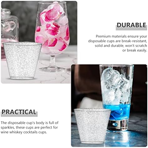 Abaodam Clear Cups 20pcs Glitter plastične čašice Vjenčanje Clear Plastični tumbleri Desertne čaše pitke čaše