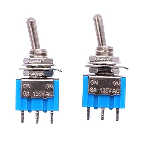 Nibyq 10pcs Mini 3-pinski SPDT na / na 6A 125V AC 2 Pozicija Minijaturni preklopni prekidač MTS-102