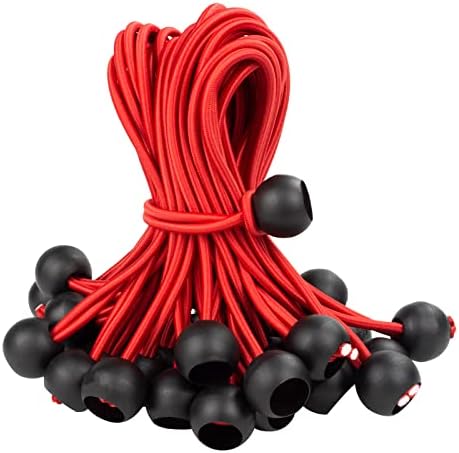 35pcs Ball Bungee Cords 6 inčni crveni elastični niz s crnom kuglicom za kampovanje, nadstrešnica, cerada, šator,