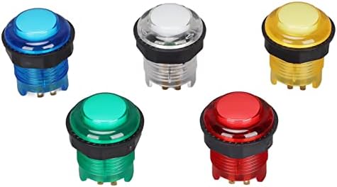 5pcs Arcade gumb tipke više boja Profesionalna visoka razluda prozirna LED osvijetljena trajno push gumbe za igru ​​strojsku konzolu