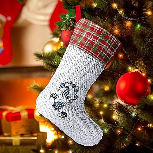 Škorpio Constellation Sequin Božićne čarape Sjajni zid viseći ukras ukras za Xmas Tree Holiday Party