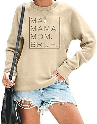 Jinting ženska mama crewneck dukserica mama pisma Ispis dugih rukava labav modni pulover vrh
