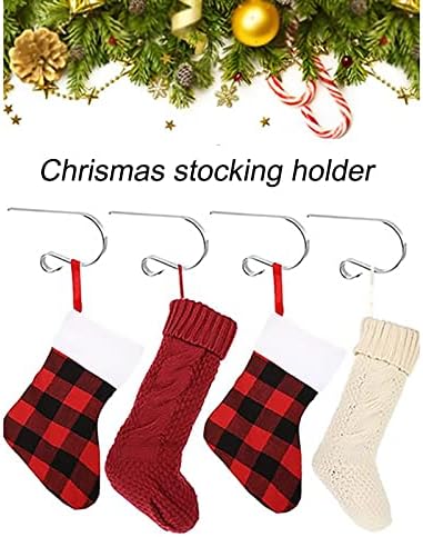 Pasezenn božićni nosači, podesivi držač čarapa za mantle, bez klizača za božićne ukrase - 4 pakovanje (srebro)
