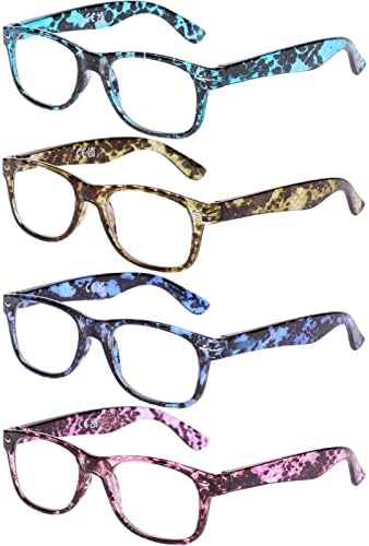 Doovic 4 pakovanje zvijezda za čitanje naočala za žene elegantno dizajnerski računar plavi čitači