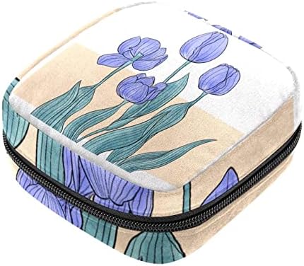 ORYUEKAN torba za odlaganje higijenskih uložaka, prenosive torbe sa patentnim zatvaračem za višekratnu upotrebu, torbica za odlaganje tampona za žene djevojčice, proljeće ljubičasto cvijeće tulipana Majčin dan