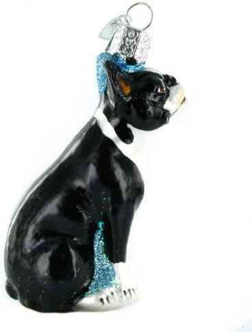 Old Svjetski božićni ukrasi: Zbirka pasa Glass puhani ukrasi za božićno drvce, bostonski terijer,